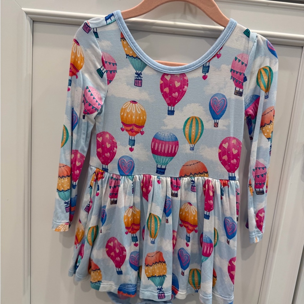 Little Sleepies Light Blue Hot Air Balloon Long Sleeve Dress
